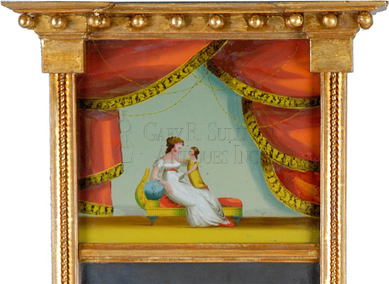 Federal giltwood mirror decorated with a Classical scene