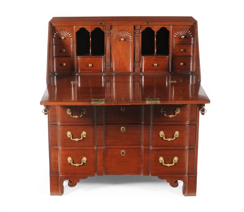 Chippendale shell carved desk (Colchester, CT)